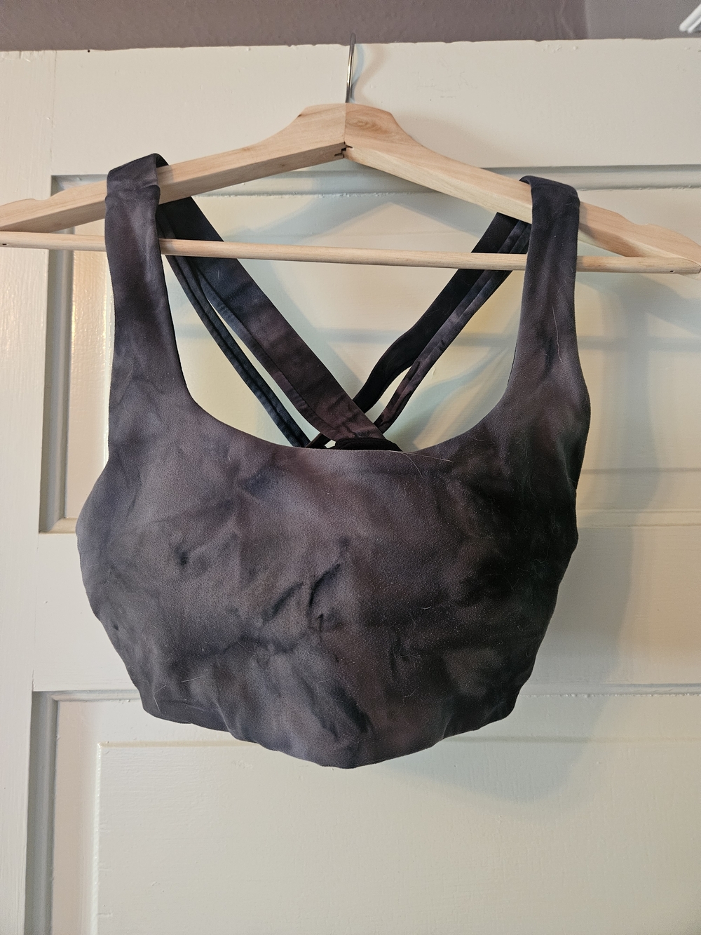 Senita Athletics Black Tie-Dye Sports Bra with Crossback Straps